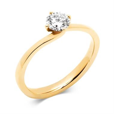 18ct Yellow Gold Twist Design Diamond Solitaire Engagement Ring 0.50ct thumbnail 