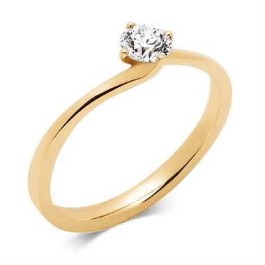18ct Yellow Gold Twist Design Diamond Solitaire Engagement Ring 0.35ct thumbnail 