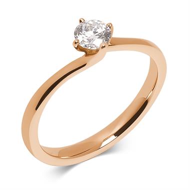 18ct Rose Gold 0.35ct Diamond Twist Solitaire Ring thumbnail