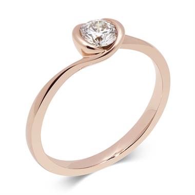 18ct Rose Gold Twist Design Diamond Solitaire Engagement Ring 0.35ct thumbnail