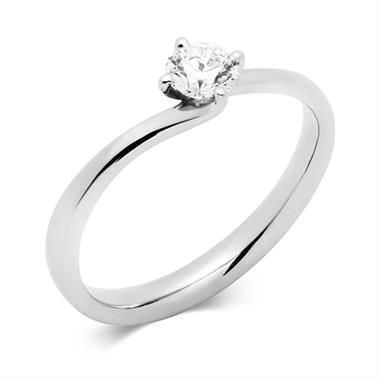 Platinum Twist Design Diamond Solitaire Engagement Ring 0.35ct thumbnail 