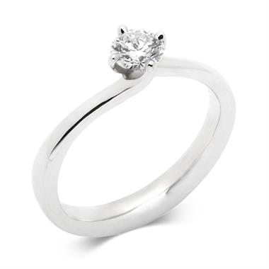 Platinum Twist Design Diamond Solitaire Engagement Ring 0.40ct thumbnail 