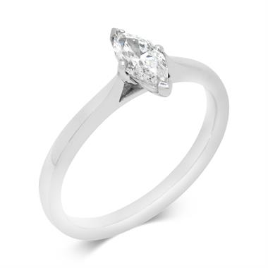 Platinum Marquise Cut Diamond Solitaire Engagement Ring 0.50ct thumbnail