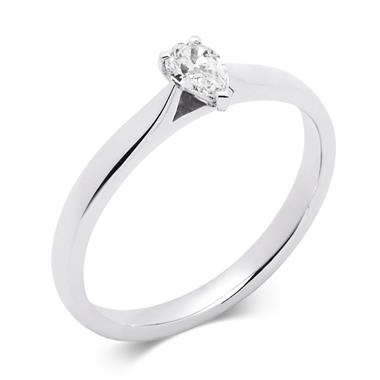 Platinum Pear Shape Diamond Solitaire Engagement Ring 0.25ct thumbnail