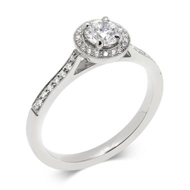 Platinum 0.58ct Vintage Inspired Diamond Halo Ring thumbnail