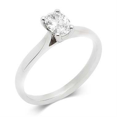 Platinum Oval Diamond Solitaire Engagement Ring 0.50ct thumbnail