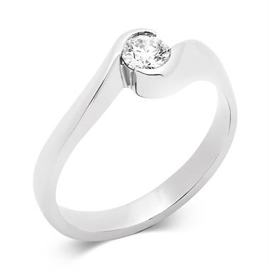 Platinum Twist Design Diamond Solitaire Engagement Ring 0.25ct thumbnail 