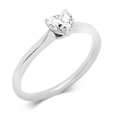 Platinum 0.50ct Diamond Heart Shape Solitaire Ring thumbnail