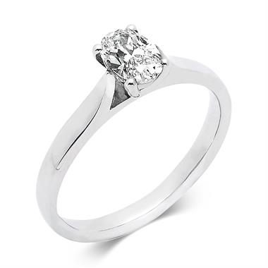Platinum Oval Cut Diamond Solitaire Engagement Ring 0.60ct thumbnail 