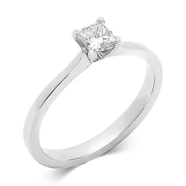 Platinum Princess Cut Diamond Solitaire Engagement Ring 0.40ct thumbnail 