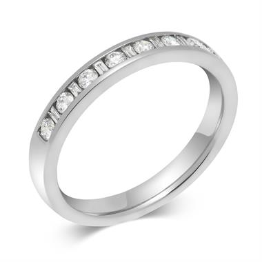 Platinum Alternating Baguette Cut Diamond Half Eternity Ring 0.25ct thumbnail 