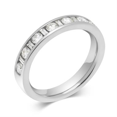 Platinum Alternating Baguette Cut Diamond Half Eternity Ring 0.50ct thumbnail 