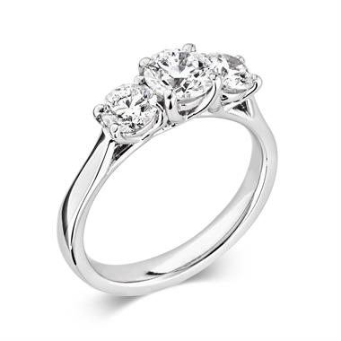 Platinum Diamond Three Stone Engagement Ring 0.75ct thumbnail 