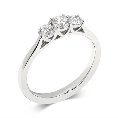 Platinum Diamond Three Stone Engagement Ring 0.60ct thumbnail