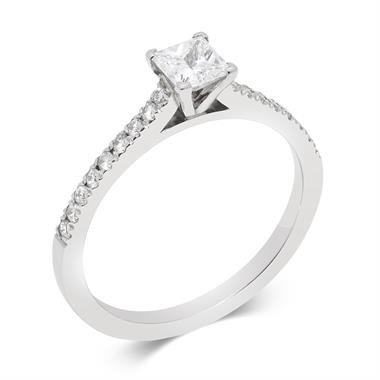 Platinum Contemporary Princess Cut Diamond Solitaire Ring thumbnail