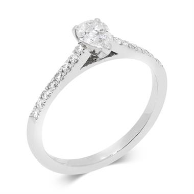 Platinum Contemporary Pear Shape Diamond Solitaire Ring thumbnail
