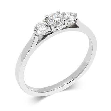 Platinum Diamond Three Stone Engagement Ring 0.50ct thumbnail 