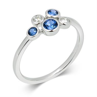 Alchemy 18ct White Gold Sapphire and 0.10ct Diamond Ring thumbnail