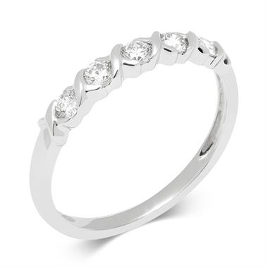 18ct White Gold Kiss Motifs Diamond Eternity Ring thumbnail