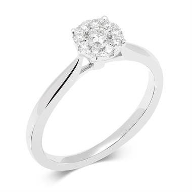 18ct White Gold Illusion Detail Diamond Cluster Engagement Ring 0.25ct thumbnail