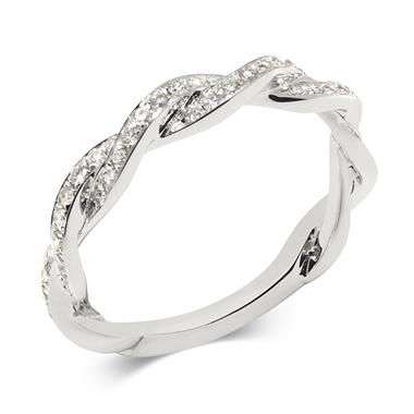 18ct White Gold Plaited Design Diamond Ring thumbnail