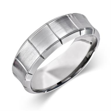 Platinum Contemporary Concave Wedding Ring thumbnail
