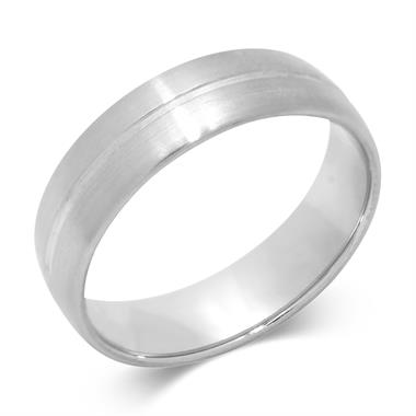 Palladium Modern Groove Flat Court Wedding Ring thumbnail