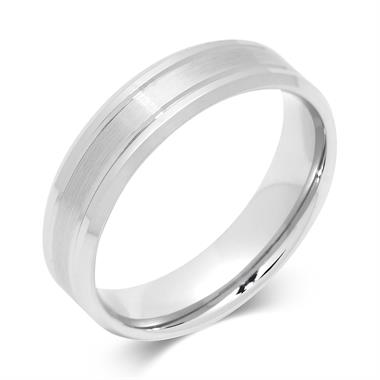 Palladium Modern Groove and Bevelle Wedding Ring thumbnail