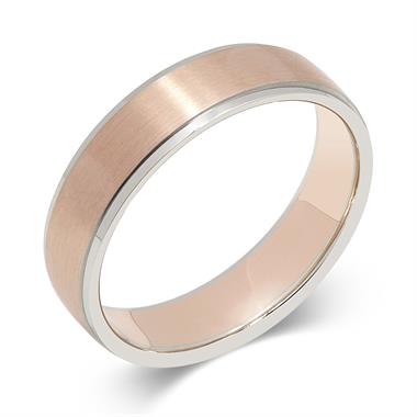 Palladium and 18ct Rose Gold Brushed Wedding Ring thumbnail