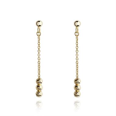 18ct Yellow Gold Faceted Bead Drop Earrings thumbnail 