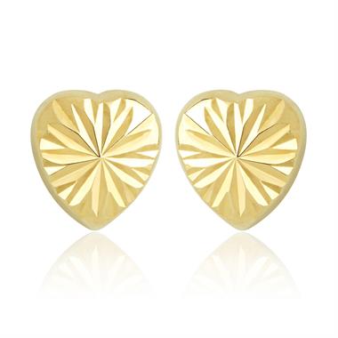 18ct Yellow Gold Faceted Heart Stud Earrings thumbnail