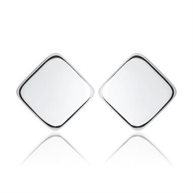 18ct White Gold Square Stud Earrings thumbnail