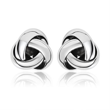 Echo 18ct White Gold Knot Design Stud Earrings thumbnail