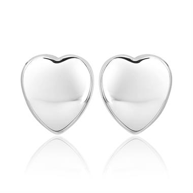 18ct White Gold Medium Heart Stud Earrings thumbnail