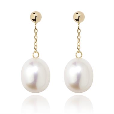 18ct Yellow Gold Freshwater Pearl Drop Earrings thumbnail