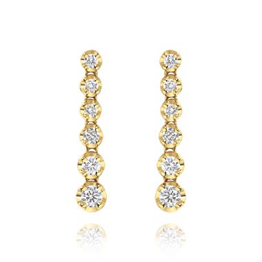 18ct Yellow Gold Diamond Drop Earrings thumbnail 