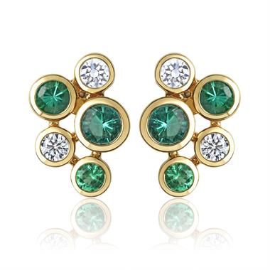 Alchemy 18ct Yellow Gold Emerald and Diamond Earrings thumbnail