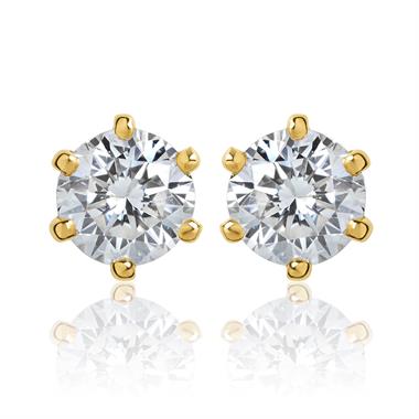 18ct Yellow Gold Diamond Solitaire Stud Earrings 0.40ct thumbnail