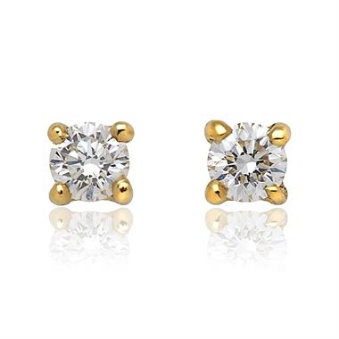 18ct Yellow Gold Diamond Solitaire Stud Earrings 0.15ct thumbnail
