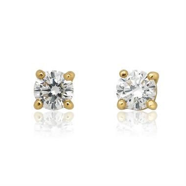18ct Yellow Gold Diamond Solitaire Stud Earrings 0.40ct thumbnail 