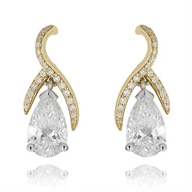 Gemini 18ct White and Yellow Gold Diamond Drop Earrings 1.47ct thumbnail