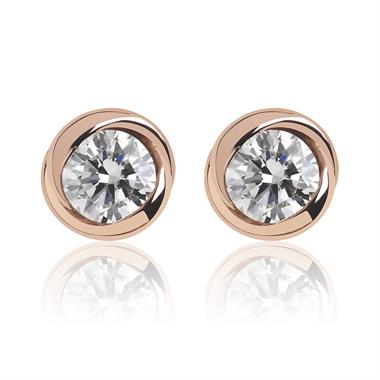 18ct Rose Gold Rosebud Diamond Stud Earrings thumbnail