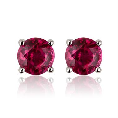 18ct White Gold Solitaire Ruby Stud Earrings thumbnail