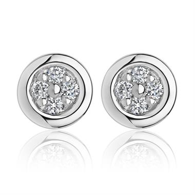 18ct White Gold Four Round Diamond Stud Earrings thumbnail