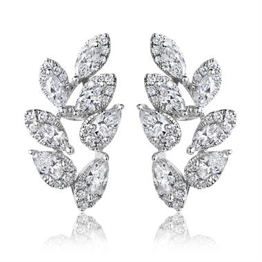 Eden 18ct White Gold Round, Marquise and Pear Shape Diamond Earrings 1.60ct thumbnail