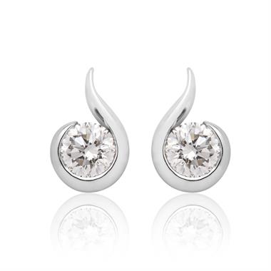 18ct White Gold Swirl Diamond Stud Earrings thumbnail