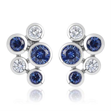 Alchemy 18ct White Gold Sapphire and Diamond Stud Earrings thumbnail