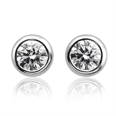 18ct White Gold Diamond Solitaire Stud Earrings 0.50ct thumbnail 