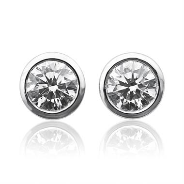 18ct White Gold Rubover 0.75ct Diamond Solitaire Stud Earrings thumbnail