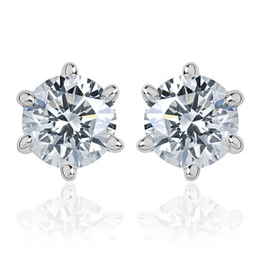 18ct White Gold Diamond Solitaire Stud Earrings 0.70ct thumbnail 